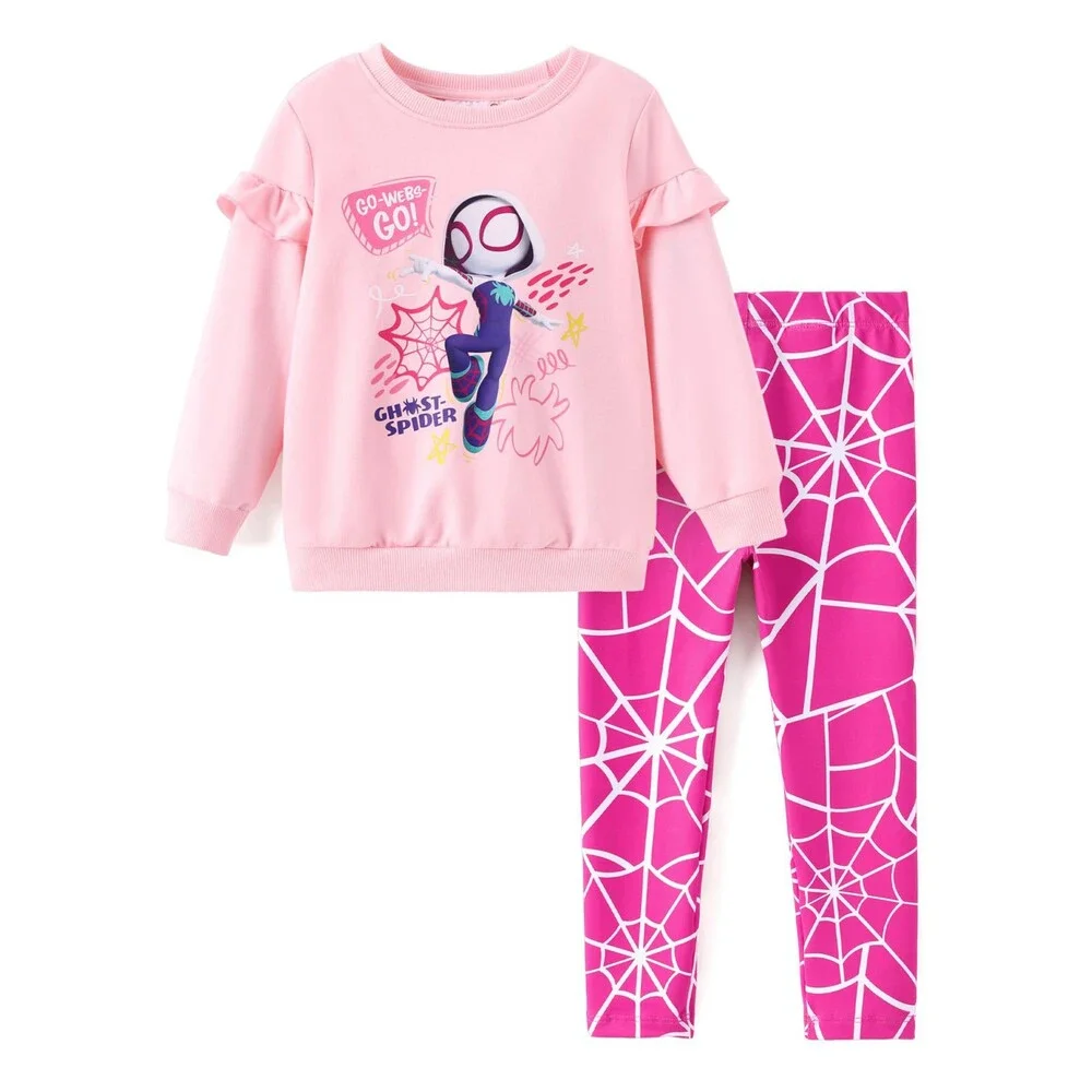 Disney Girls' Pink Marvel Spider-Gwen Costume Ghost Spider Clothes Ruffle 3T